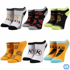 Bioworld Naruto: 6 Pair Ankle Socks - Youth