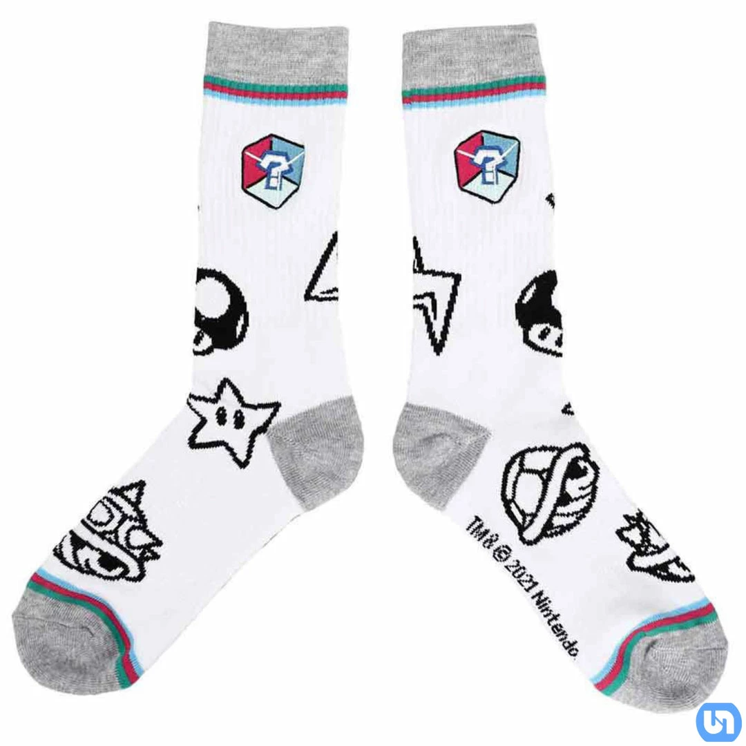 Wholesale 🎉 Bioworld Super Mario Kart: Embroidered - Crew 🧦 Socks Merch 🔥 3 Bioworld Super Mario Kart: Embroidered - Crew Socks Merch