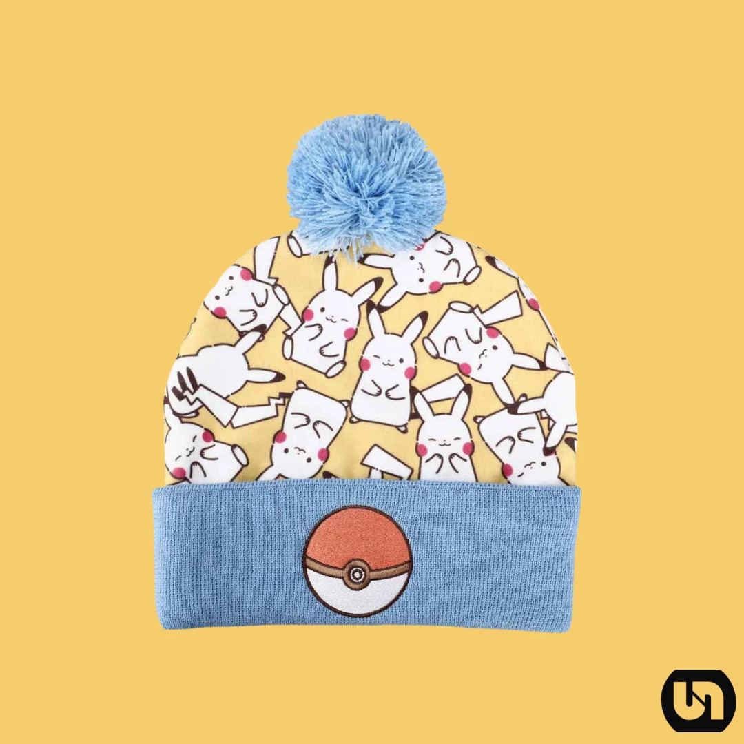 Hot Sale ⌛ Merch Pokemon: Pom Beanie - Pikachu Electric Type ✨ 3 Merch Pokemon: Pom Beanie - Pikachu Electric Type