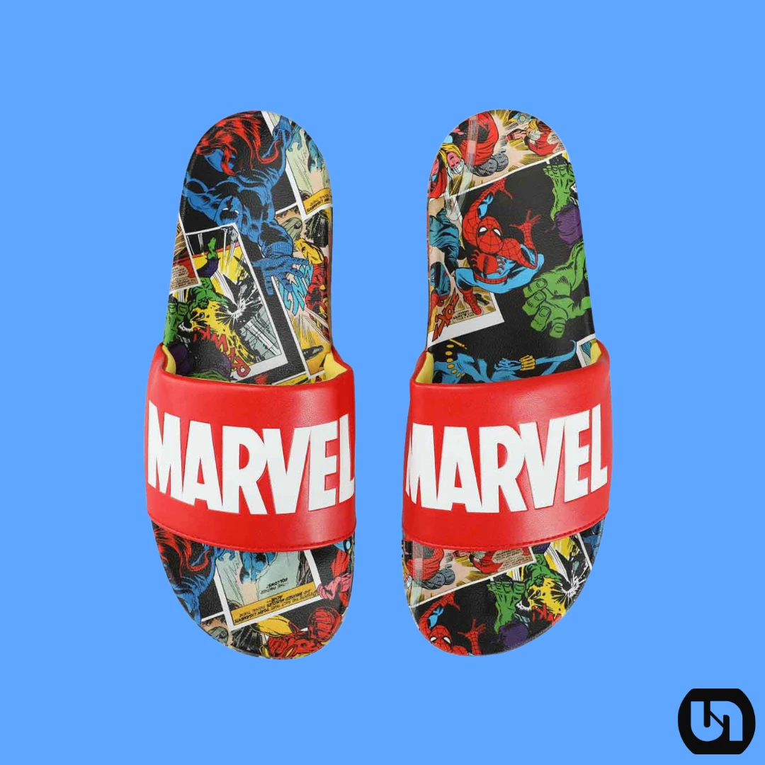 Flash Sale 🤩 Bioworld Marvel: Logo & Comic Art Athletic Slide 🩴 Sandals Merch 🔔 3 Bioworld Marvel: Logo & Comic Art Athletic Slide Sandals Merch