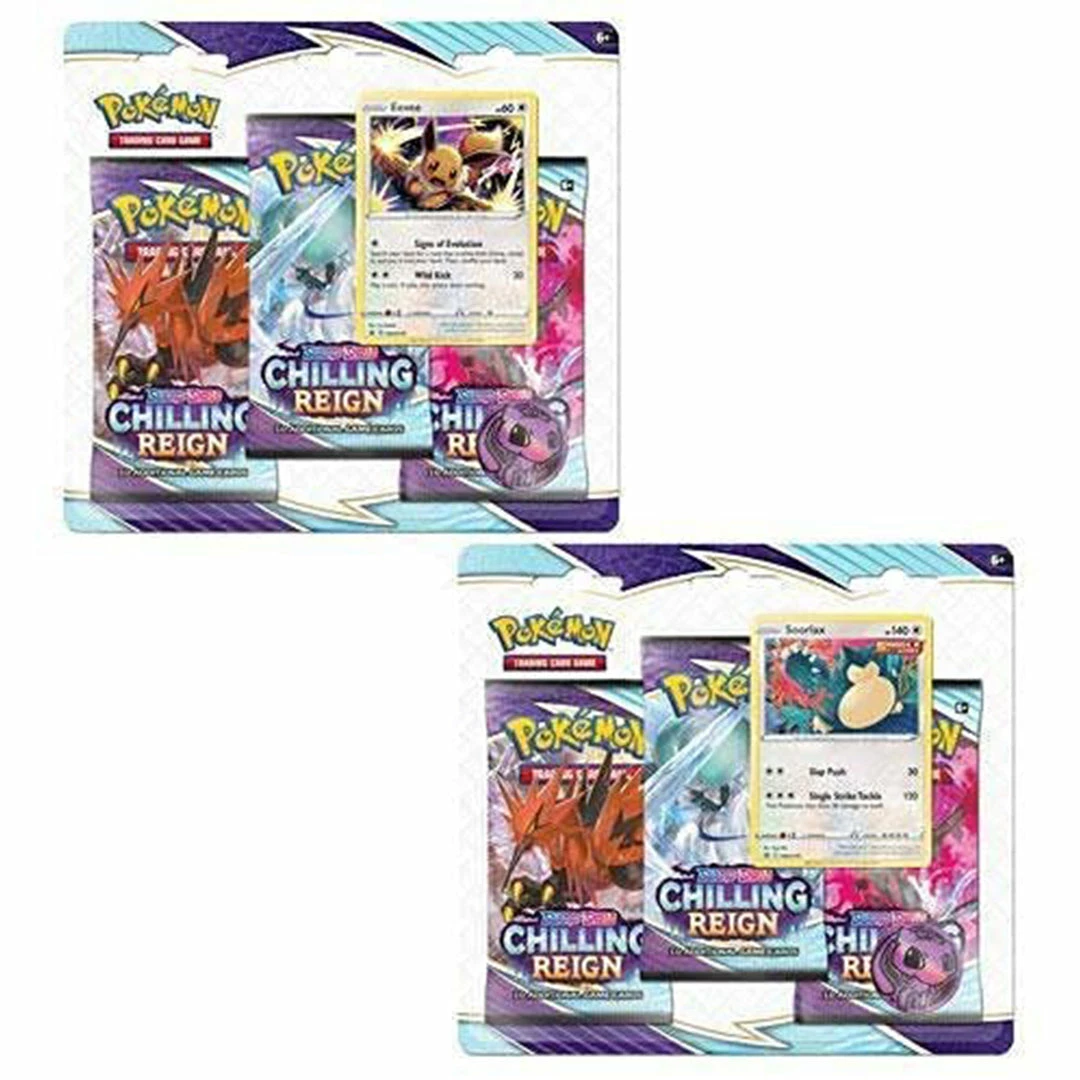 Coupon π Pokemon TCG: Sword & Shield Chilling Reign 3 Booster Pack Blister (Eevee & Snorlax) (Set Of 2) TCGs π 3 Pokemon TCG: Sword & Shield Chilling Reign 3 Booster Pack Blister (Eevee & Snorlax) (Set Of 2) TCGs