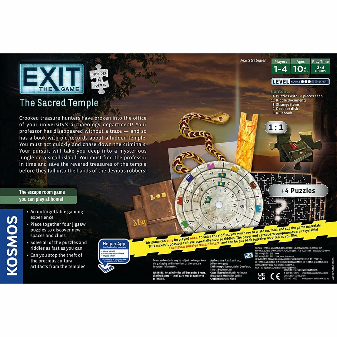 Best Sale ✨ Kosmos Board Games Exit The Game: The Sacred Temple (with Jigsaw Puzzles) 🥰 4 Kosmos Board Games Exit The Game: The Sacred Temple (with Jigsaw Puzzles)