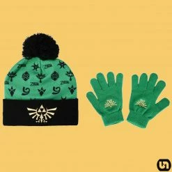 Bioworld Merch Zelda: Hyrule Triforce Youth Gloves & Beanie Combo